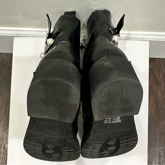 Black Studded Ankle Boots with Pearls - Picture 8 of 11